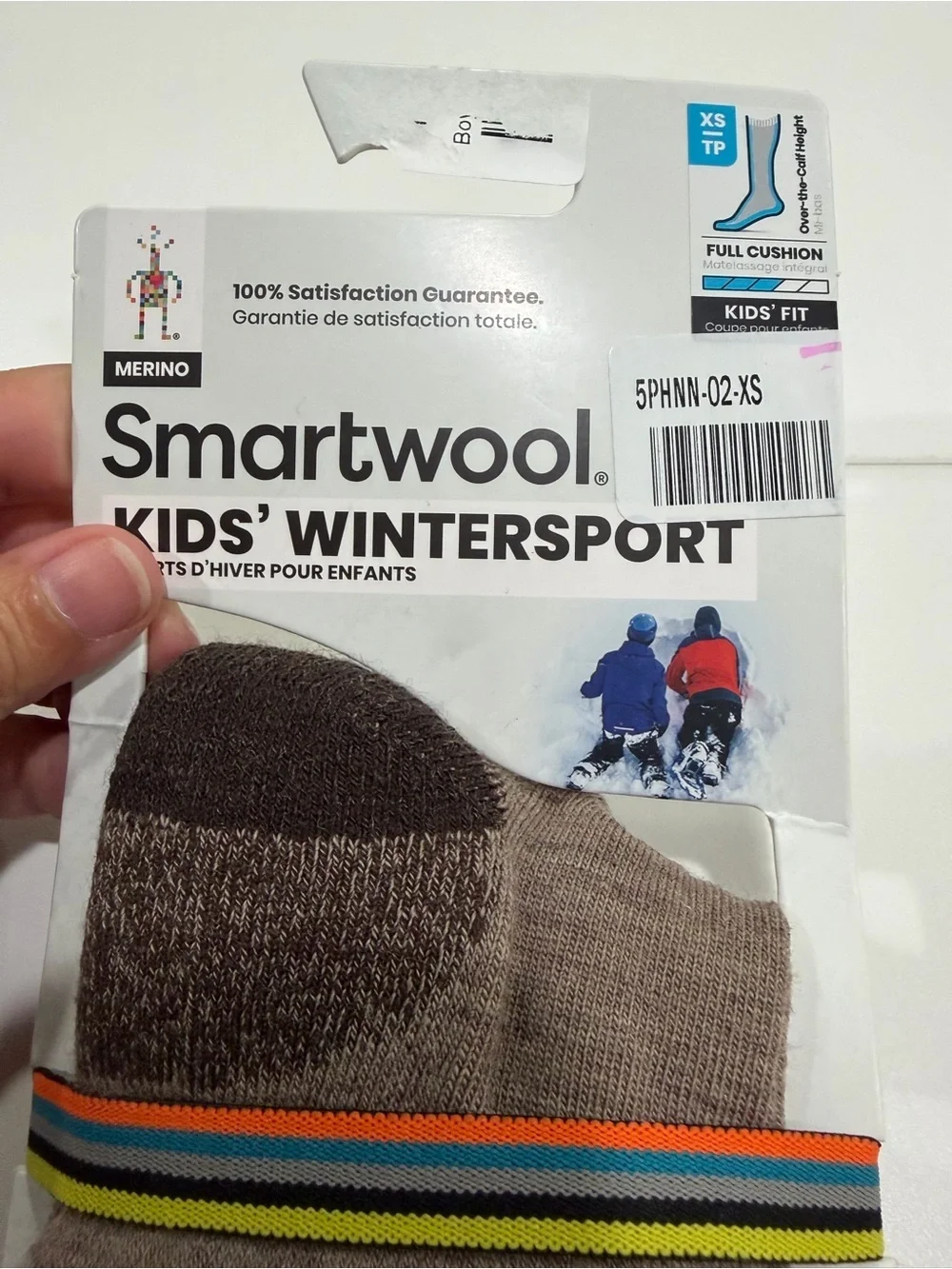 SmartWool Boys Girls XS Wintersport Stripe Full Cushion Ski Socks Brown NWT Kids